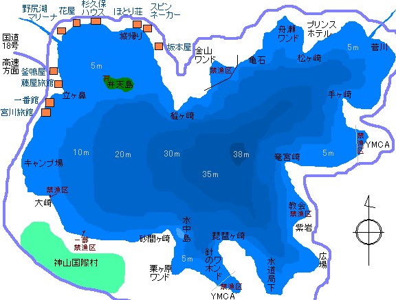 野尻湖 へら鮒ワカサギmap